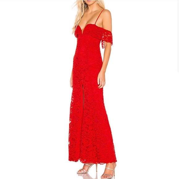Majorelle Angelique Red Lace Gown Maxi Dress - Picture 2 of 8